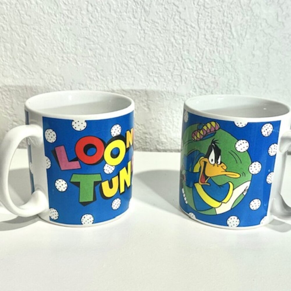 VTG Warner Bros. Daffy Duck Coffee Mug Cups Set Golf Theme Sakura 1994 - Picture 7 of 7